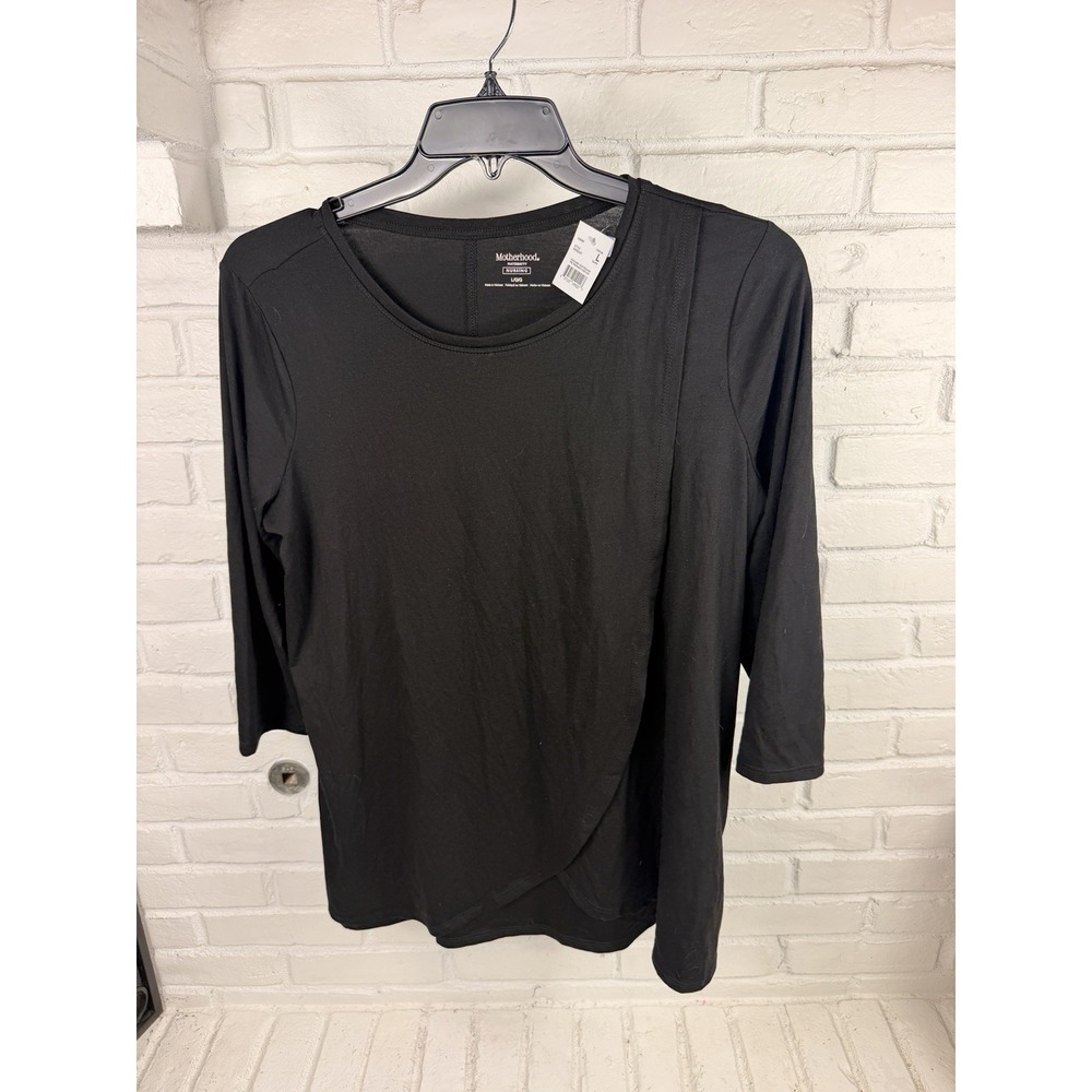 Motherhood Maternity Women's Long Sleeve Scoop Neck Tulip Nursing Tee Shirt